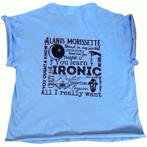 Alanis Morissette Tee - Fits Size L - graphic tee retro Handmade Upcycled